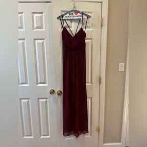 Levkoff burgundy bridesmaid dress